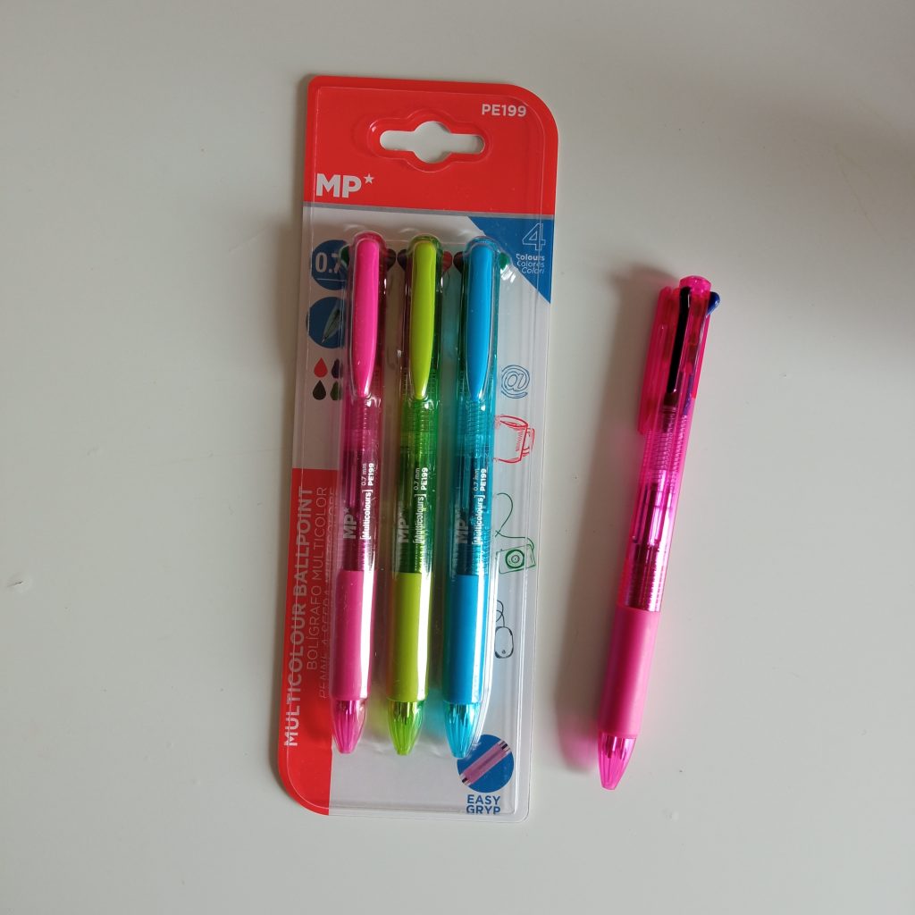 Bolígrafo 4 colores mp 3 ud rosa