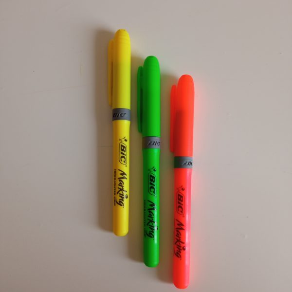 Marcador Bic highlighter colores pack 3 unidades. Amarillo verde naranja