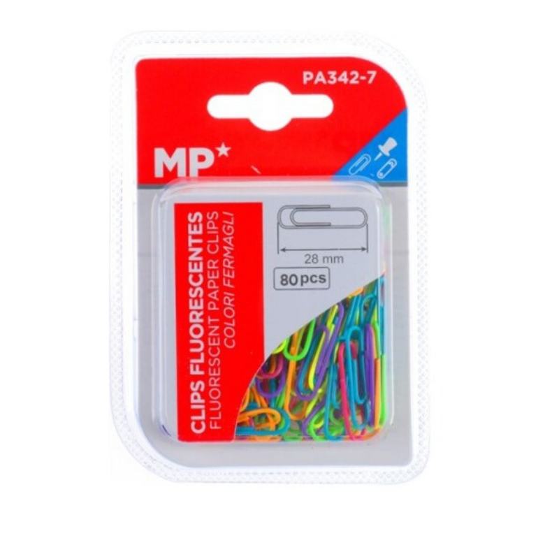 Clips fluorescentes MP 28mm 80 uds