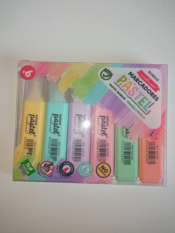 Pack 6 marcadores Starplast pastel