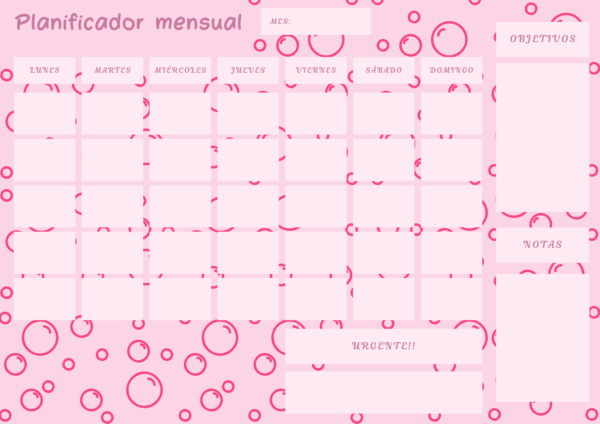 Planificador mensual rosa