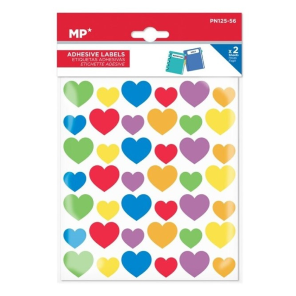 Etiquetas adhesivas corazones de colores MP