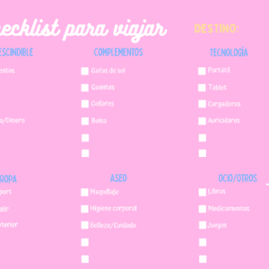 Checklist para viajar rosa