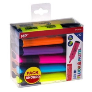 Marcador fluorescente y pastel 12 uds. pack ahorro MP