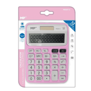 Calculadora solar y pilas rosa grande MP