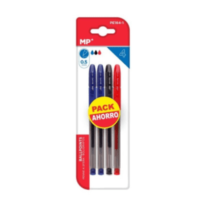 Bolígrafos de tinta de gel, punta 0.5 mm 4 uds MP azul, negro y rojo
