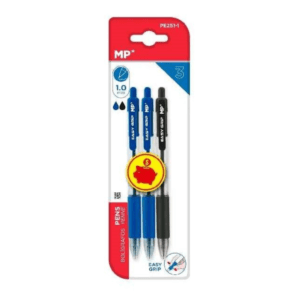 Bolígrafo easy grip 1.0 mm azul y negro 3 Uds MP