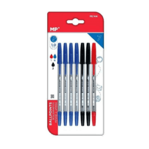 Bolígrafos azul, rojo y negro punta 1.0 mm pack 7 uds MP