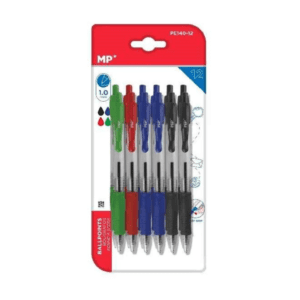 Bolígrafos azul, rojo, verde y negro clic 1.0 mm 12 Uds MP
