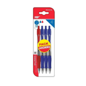 Bolígrafos azul y rojo punta clic 1.0 mm 4 Uds MP