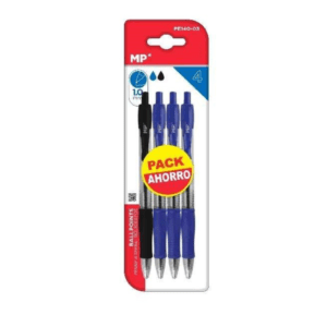 Bolígrafos azul y negro punta clic 1.0 mm 4 Uds MP