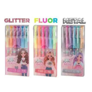 Bolígrafos purpurina flúor y metal 6 colores big dream girls