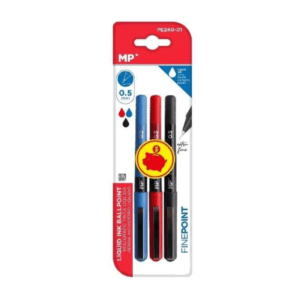 Bolígrafo tinta líquida punta aguja 0.5 mm 3 Uds MP azul, rojo y negro
