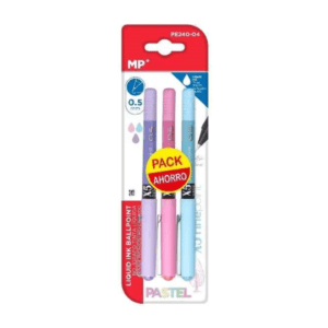 -Bolígrafo tinta líquida punta aguja 0.5 mm 3 Uds MP rosa, azul y violeta